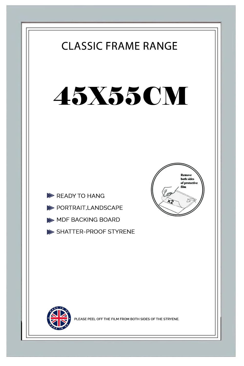 Picture Frame 45x55 cm for Jigsaw Puzzles | Strong MDF Wooden Shatter-Proof Front | 55cm x 45cm Vertical & Horizontal 30x15mm Moulding for Home & Office - Grey โ image 1