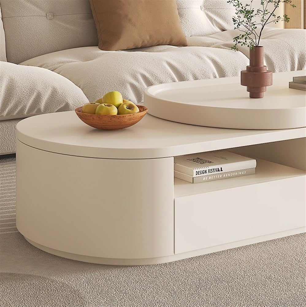 Side End Table Adjustable Coffee Table, Multifunctional Modern Dining Table for Living Room, Expandable Space-Saving Tea Table, Home Furniture Accent Coffee Table for Living Room Bedroom Office