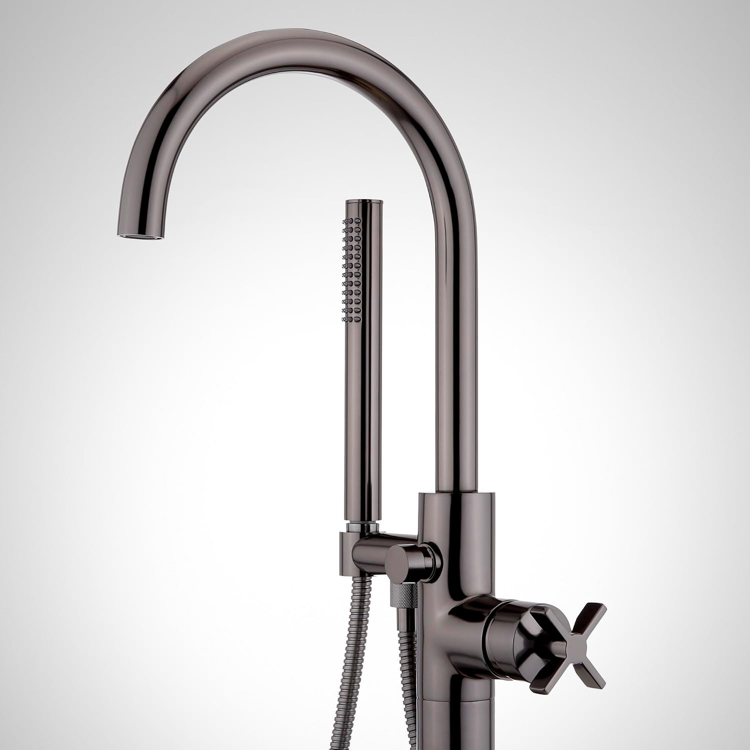 Signature Hardware 953798 Vassor Floor Mounted Tub Filler Faucet With Hand Shower - Less Valve - Chrome