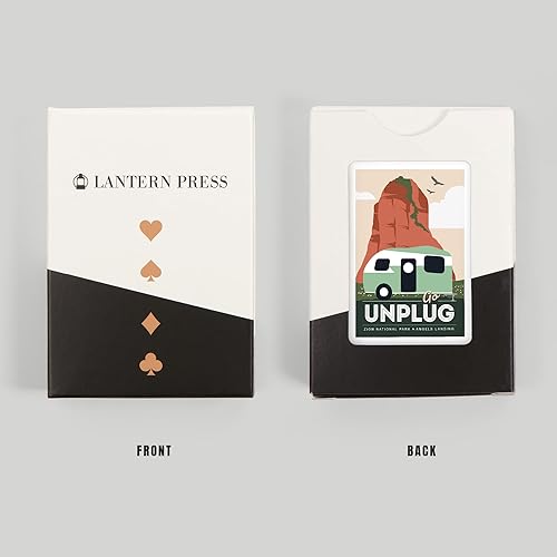 Miniatura 8 de Lantern Press Angels Landing, Zion National Park, Utah, Go Unplug, Retro Camper, 52 Playing Cards for Adults, Poker Size Card Deck