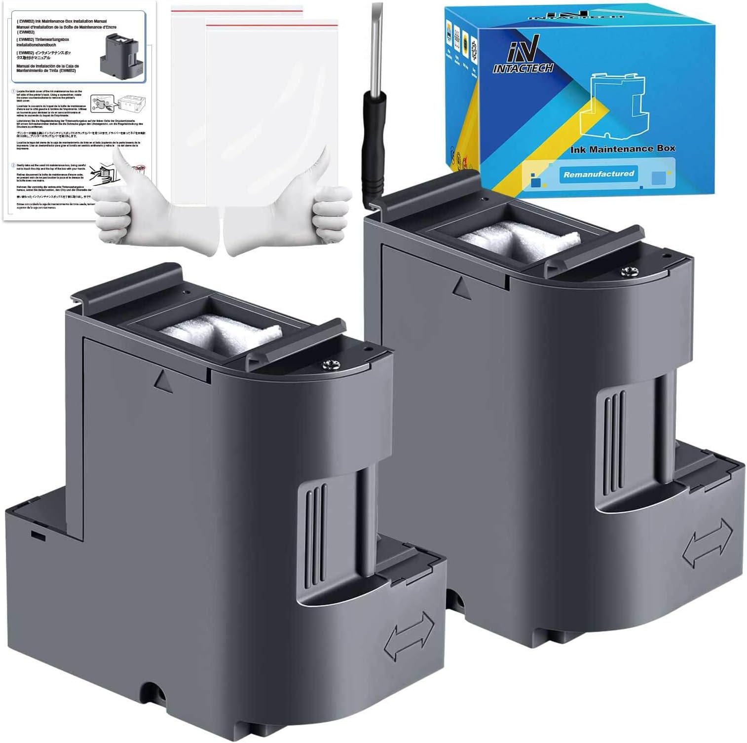 T04D1 Ink Maintenance Box for ET-15000 ET-3750 ET-4750 ET-4760 ET-3760 ET-4850 ET-3850 ET-3710 ET-3830 WF-2860 (T04D100 / EWMB2 / E-04D1) 2-Pack