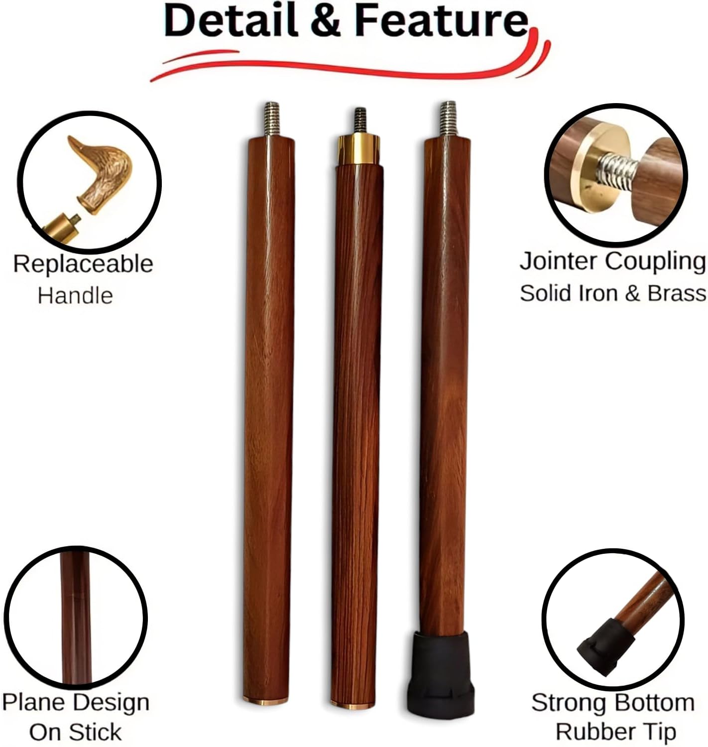Antique Vintage Solid Brass Duck Head Walking Stick - Handmade Designer Cane - Walking Canes for Men & Women - Wooden Cane, Unique, Foldable, Fancy, Stylish, Gift for Seniors