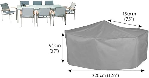 Miniatura 4 de Bosmere Funda ovaladarectangular resistente a la intemperie, para mesa y sillas, 126 x 75 x 37 pulgadas, gris