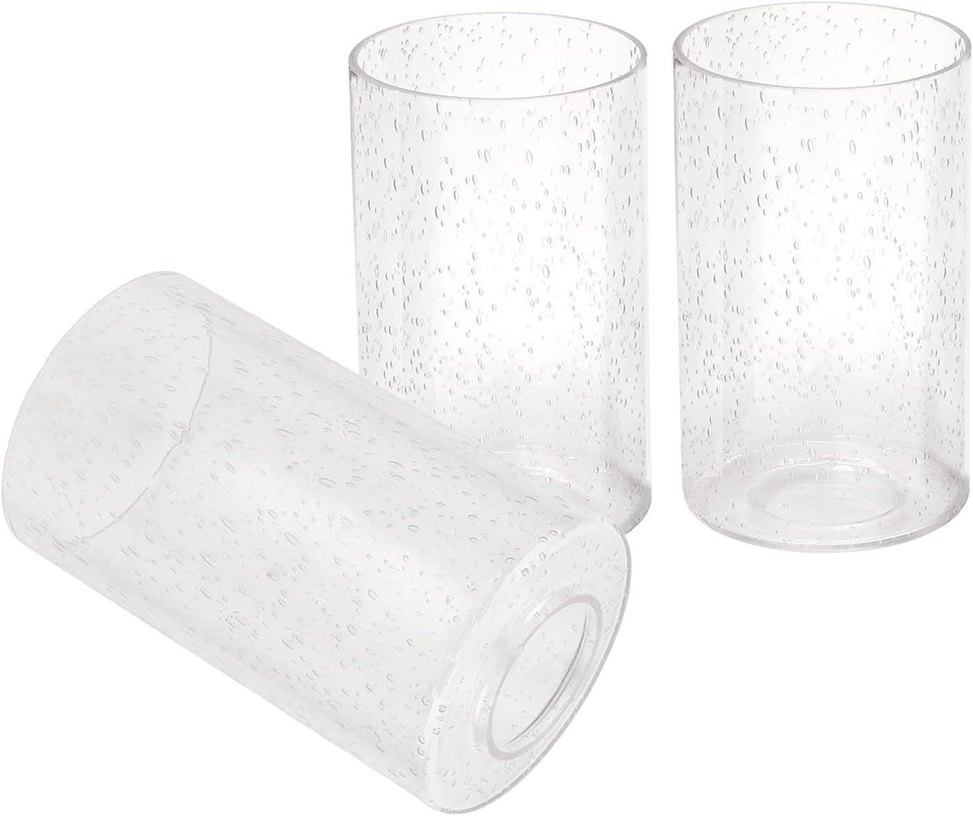 Seeded Glass Lamp Shade 3 Pack, Clear Cylinder Glass Shade for Light Fixture Replacement Globe for Pendant Light Wall Sconce Chandelier, 1 5/8 inch Fitter