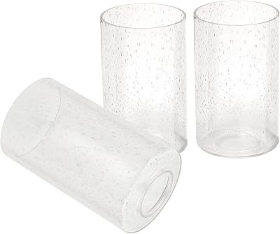 Voguad Seeded Glass Lamp Shade 3 Pack, Clear Cylinder Glass Shade for Light Fixture Replacement Globe for Pendant Light Wall Sconce Chandelier, 1 5/8 inch Fitter