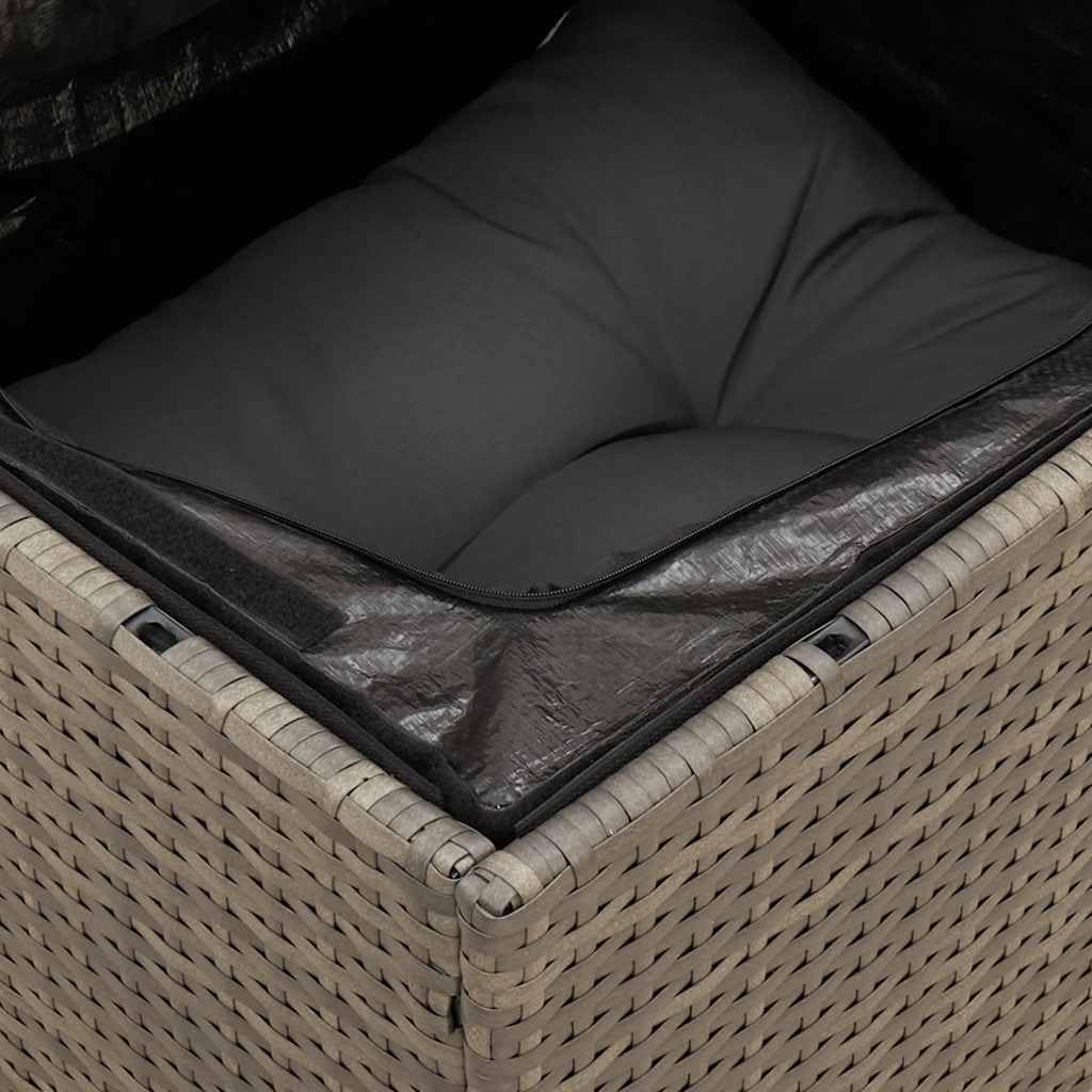 Divano da giardino con cuscino, 3 posti, grigio, in polyrattan, per esterni e terrazze, resistente alle intemperie, per salone da giardino, balcone, giardino, terrazza, 3 pezzi centrali