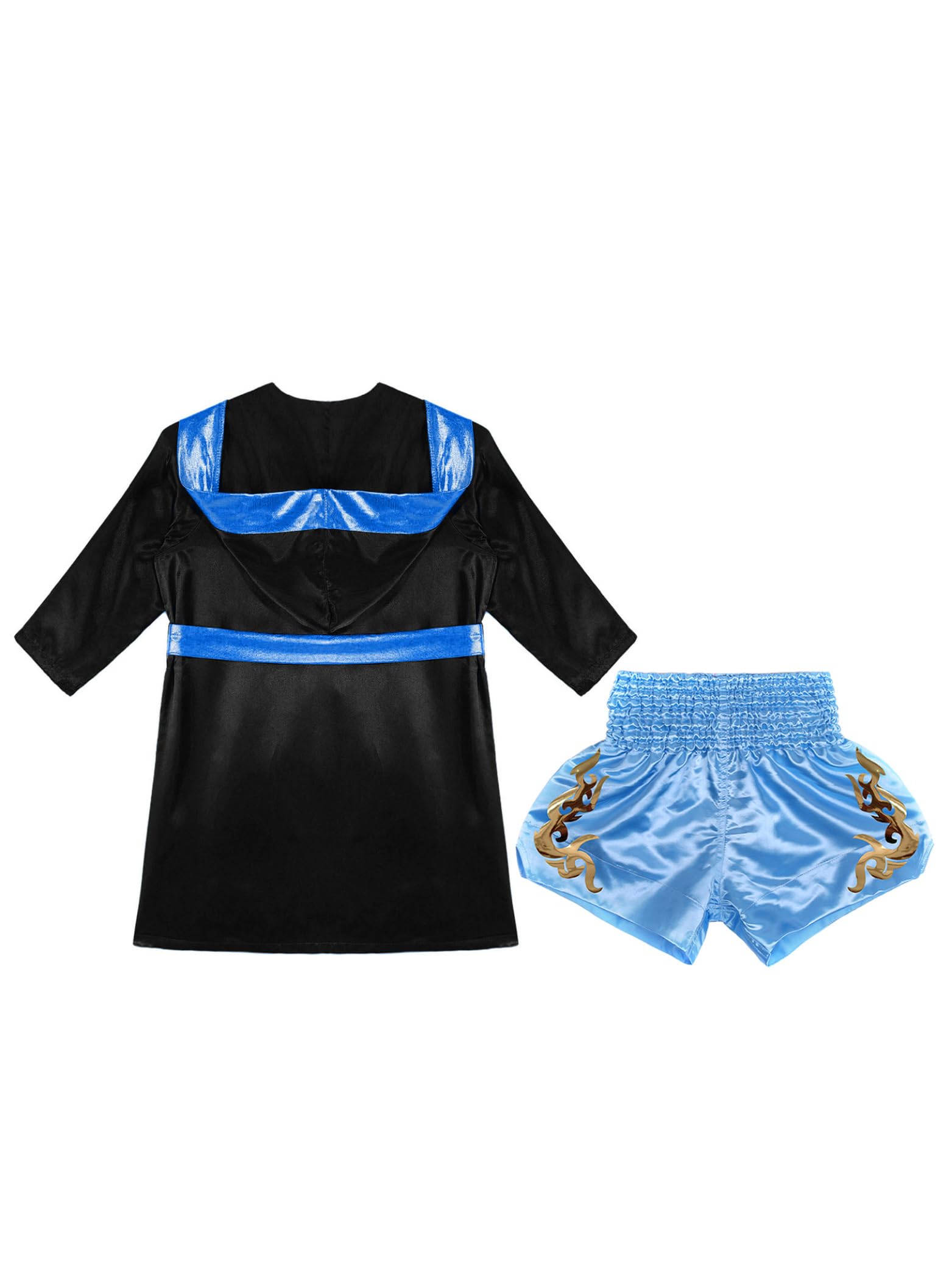 Dziecięcy zestaw chłopięcy strój MMA boks satynowy szlafrok z kapturem i boks Muay Thai kick boks