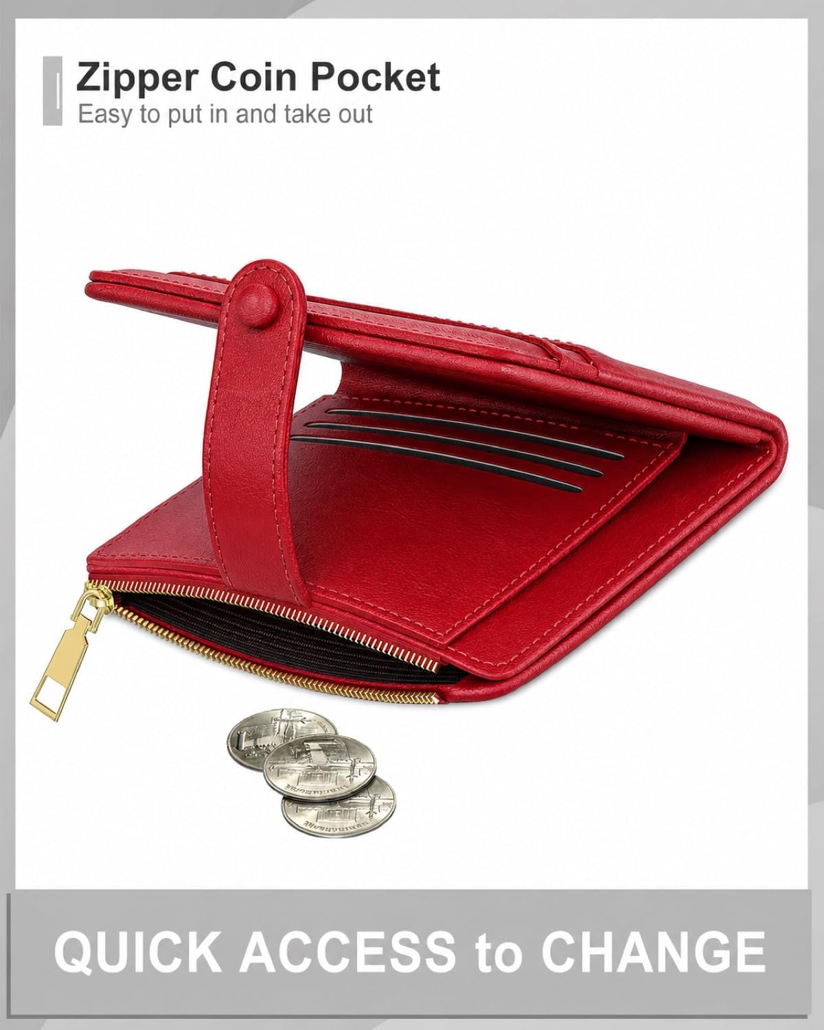 Womens Wallet, RFID Small Slim Wallets for Women, Leather Ladies Purse image 5