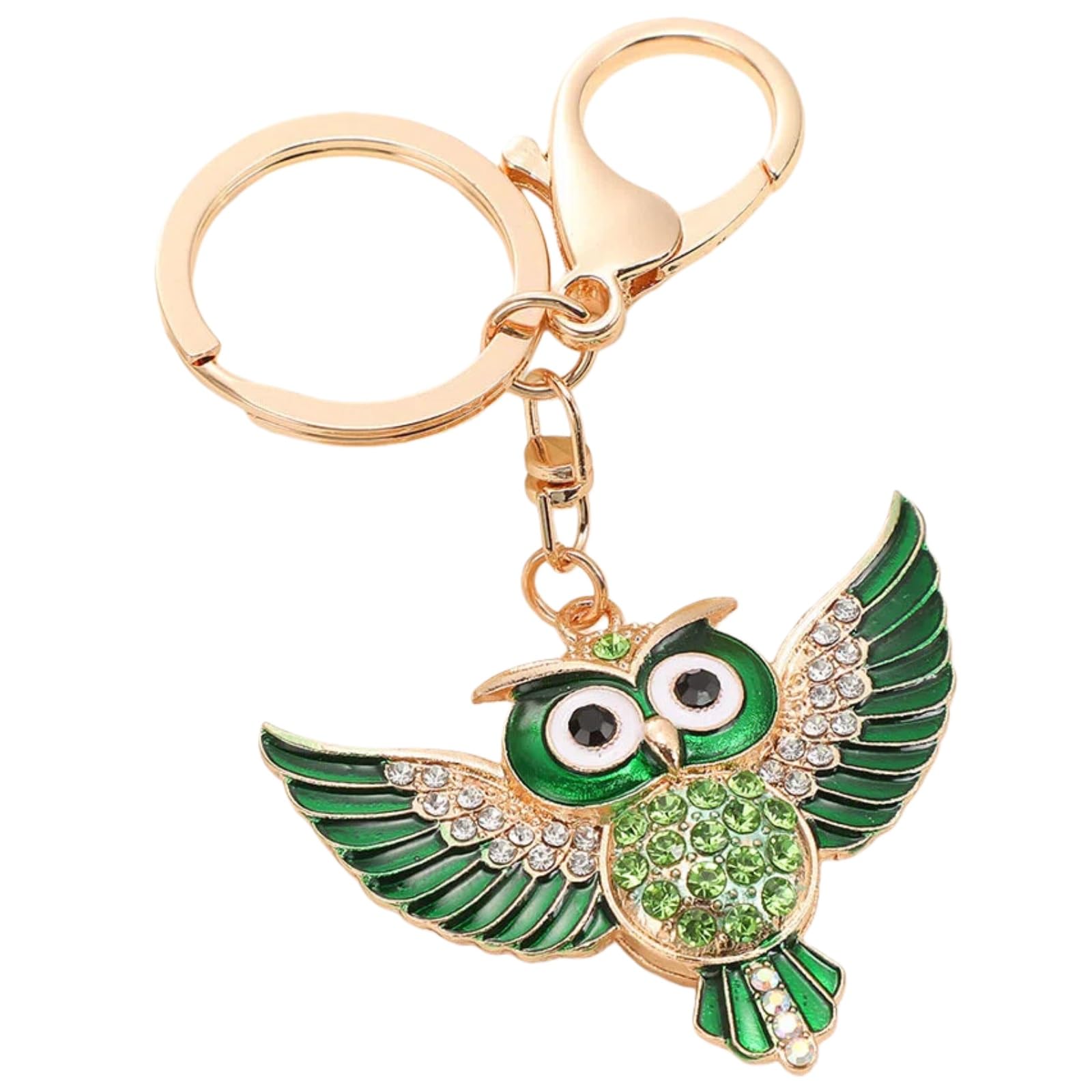 Ldgsuph Unisex Green Cute Crystal Owl Keychain For Women, Sparkling Animal Charm Keyrings Pendant, Rhinestone Key Chain For Purse, Handbag Ornaments(,1Pcs)