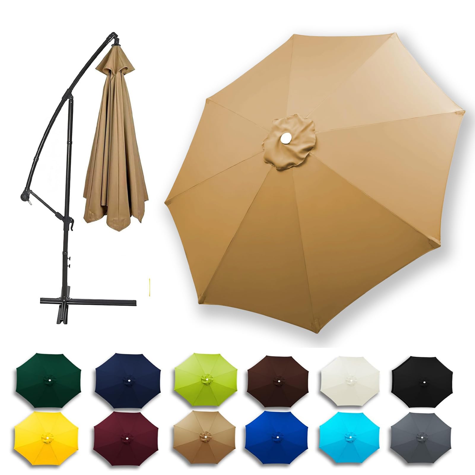 2.0m 2.7m 3.0m 3.5m Replacement Parasol Canopy 6 Ribs/8 Ribs Outdoor Patio Shade Umbrella Fabric Replacement Parasol Replacement Canopy Cover Patio Umbrella Cloth for Garden Umbrella Cover Patio
