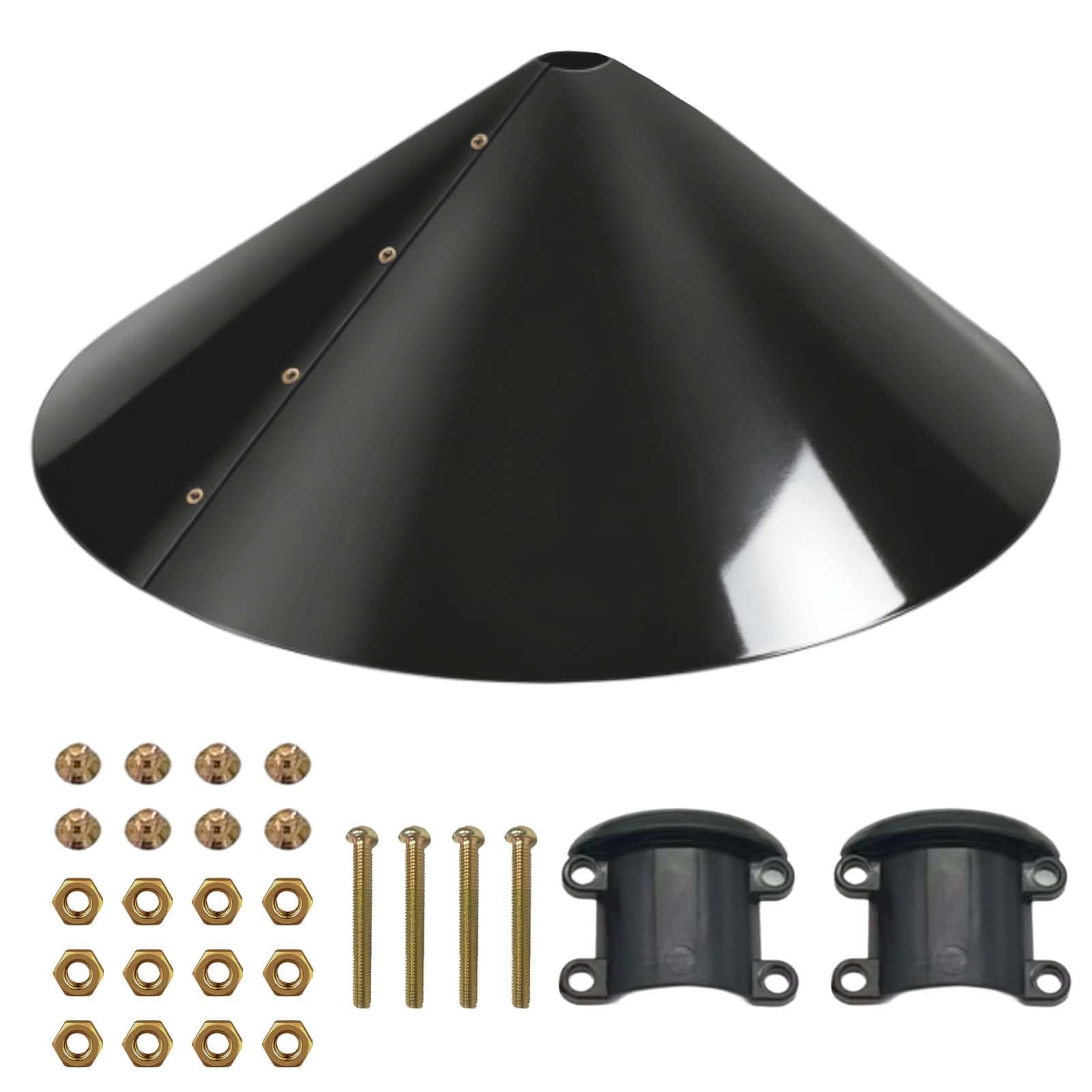 xoqoiuo 1 Pcs Squirrel Baffle For Bird Poles, 45.72CM Baffle Dome Squirrel Proof Bird Feeders UK With Screws Nuts, Used To Prevent Squirrels From Stealing Birds Food (Black)