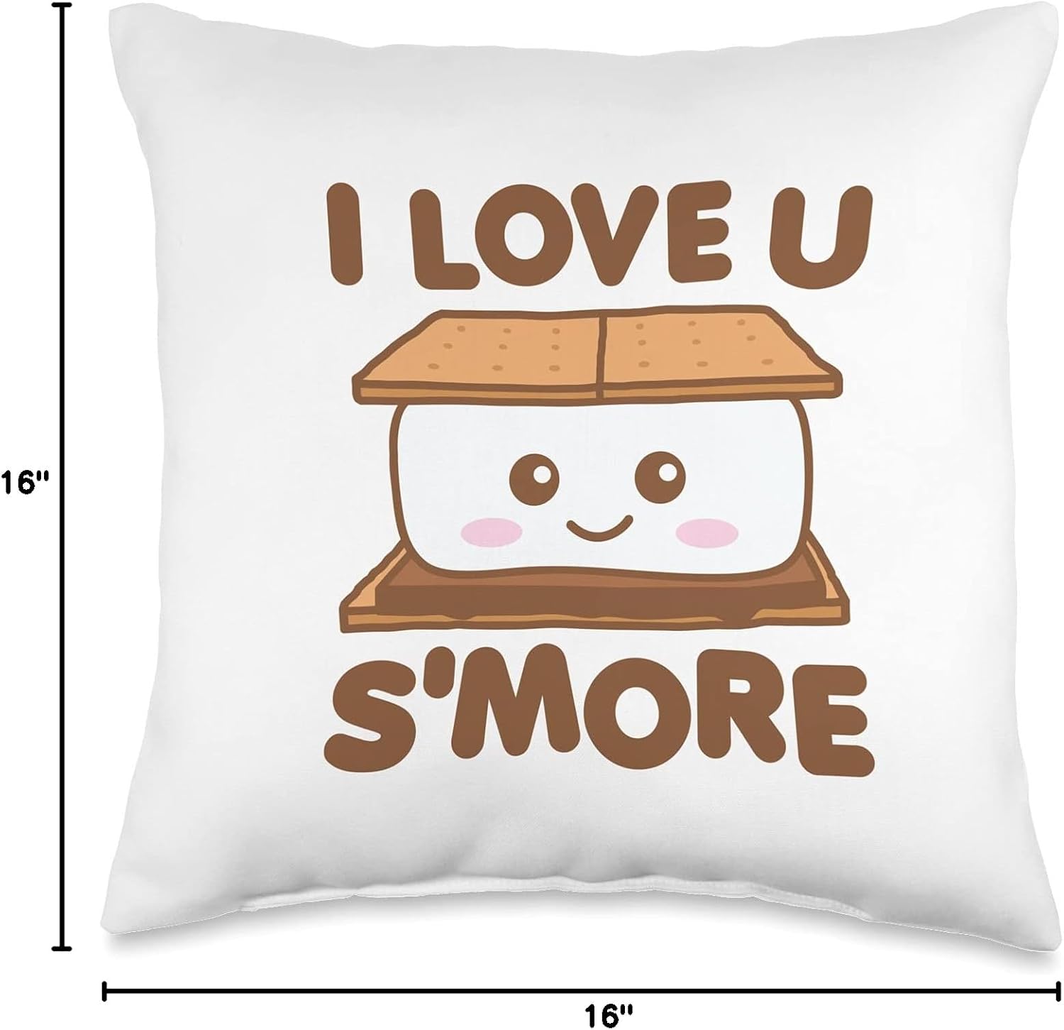 I Love You Smore Funny Camping S'more Pun Dark Throw Pillow