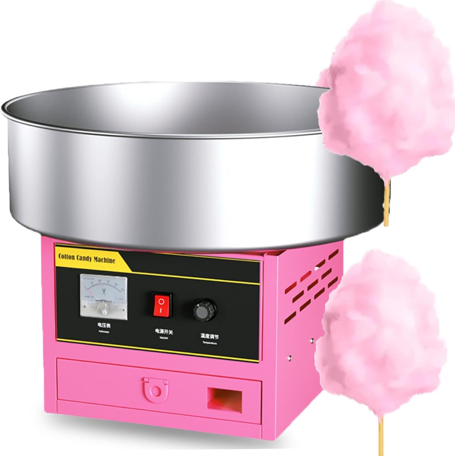 Cotton Candy Machine, Cotton Candy Machine Commercial with Sugar Scoop and Large Drawer for Kids Birthday, Home Party, Carnival Home D IY Cotton Candy Machine,Metalirontype