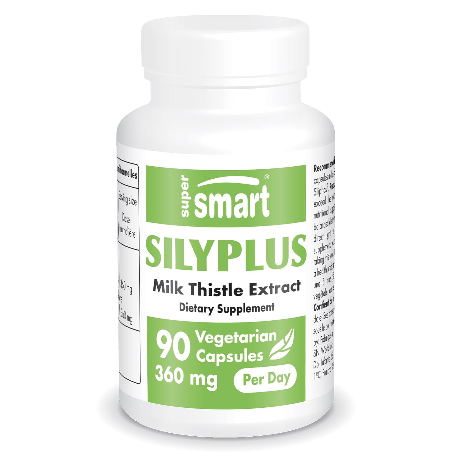 Supersmart - Silyplus 360mg per Day (Patented) - with Silymarin Milk Thistle Supplement - Siliphos Phytosomes | Non-GMO & Gluten Free - 90 Vegetarian Capsules