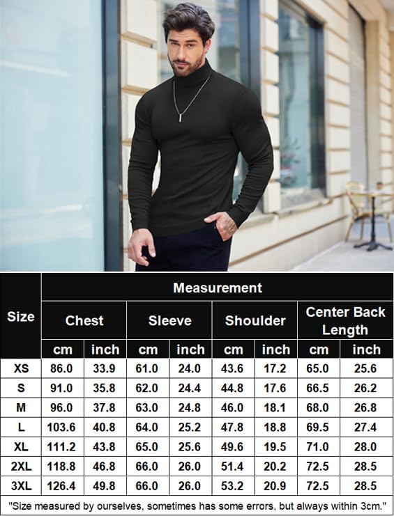 Vista 6 de COOFANDY Suéter de cuello alto ajustado para hombre, casual, básico, de manga larga, suéter de punto