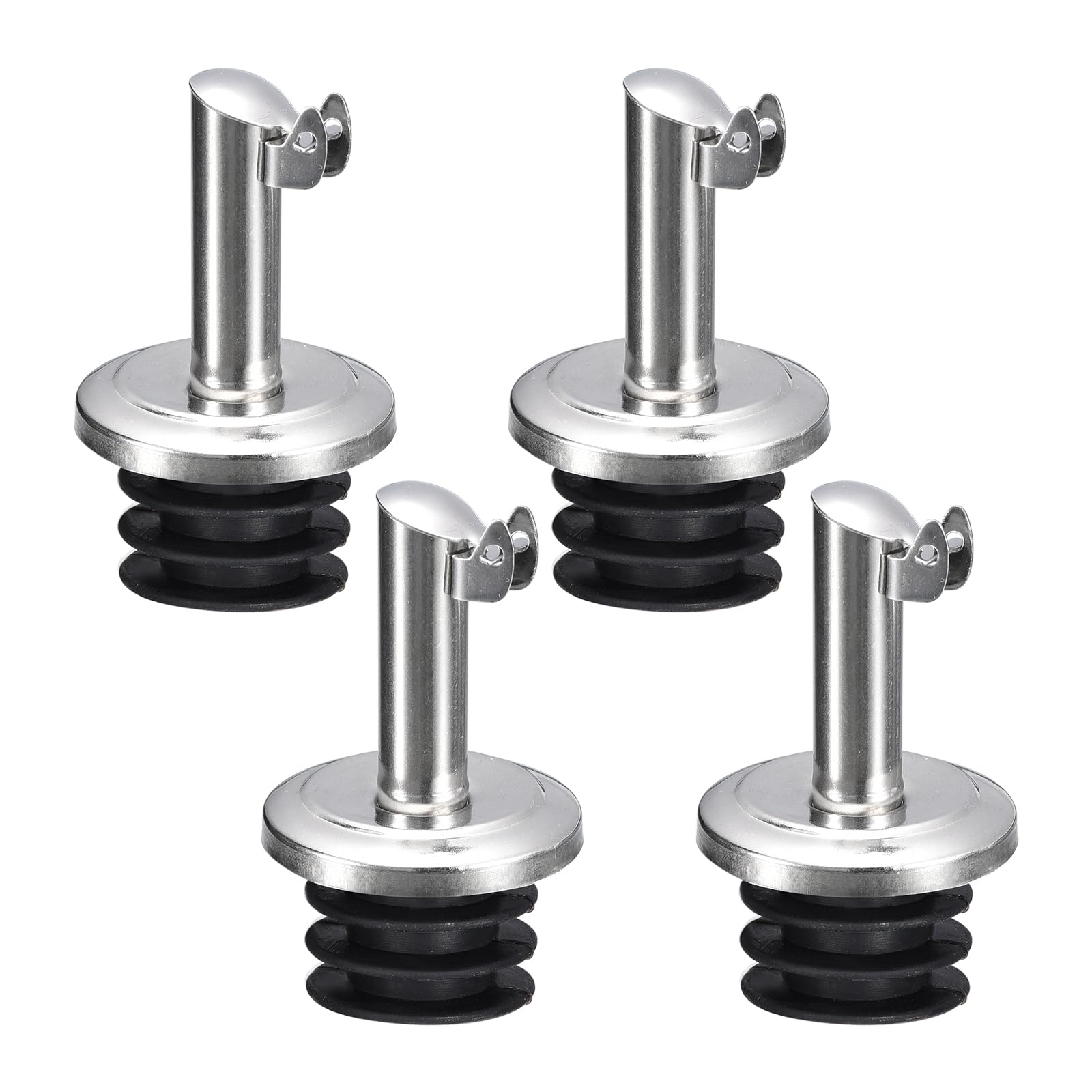 sourcing map Stainless Steel Bottle Pourers, 4Pcs Auto Flip Olive Oil Spout, Wine Pourers Liquor Pour Spouts for Pours Liquid, Wine, Vinegar, Most Liquor Bottles (Black)