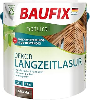 BAUFIX natural Dekor-Langzeitlasur palisander, 2.5 Liter, Öko Holzlasur, atmungsaktive Ökofarbe aus nachhaltiger Produktion für außen-innen, vegan, UV-beständig, für alle Nadel-&harthölzer geeignet