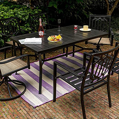 Voysign Outdoor Steel Dining Table, Patio Table (Charcoal-Black, 38"X59") #TOP4