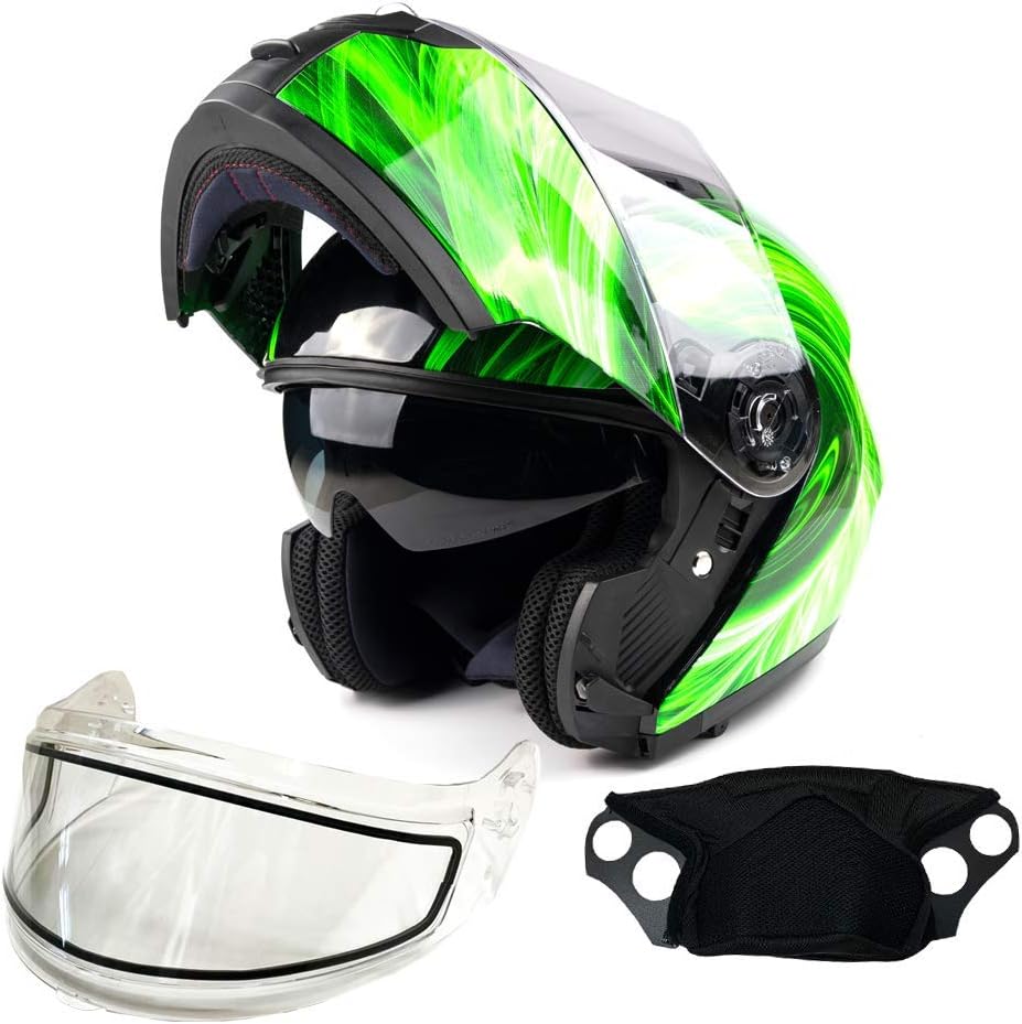 Adult Dual Lens (not Heated) Modular Snowmobile Helmet DOT Full Face Flip-up Typhoon TH158
