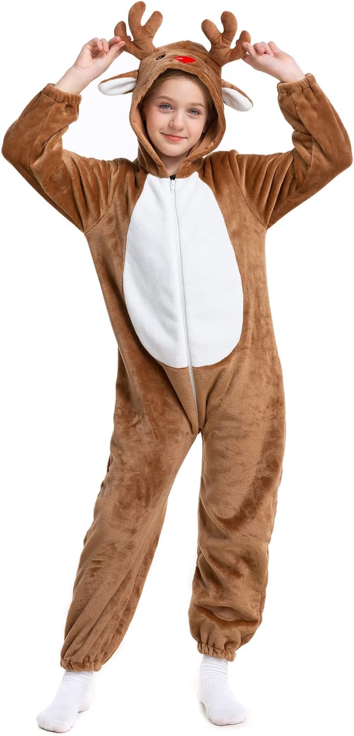 HSCTEK Kids Christmas Flannel Onesie with Hood Boys Girls - Image 3