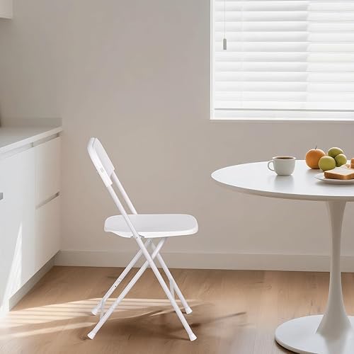 Miniatura 5 de Paquete de 10 sillas plegables, sillas de comedor plegables blancas para bodas, fiestas, eventos, exteriores e interiores, sillas plegables