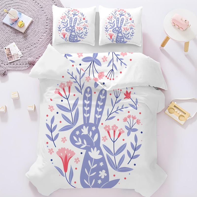 Housse de couette 140x200 anti-plis avec 2 taies d'oreiller 65x65 cm