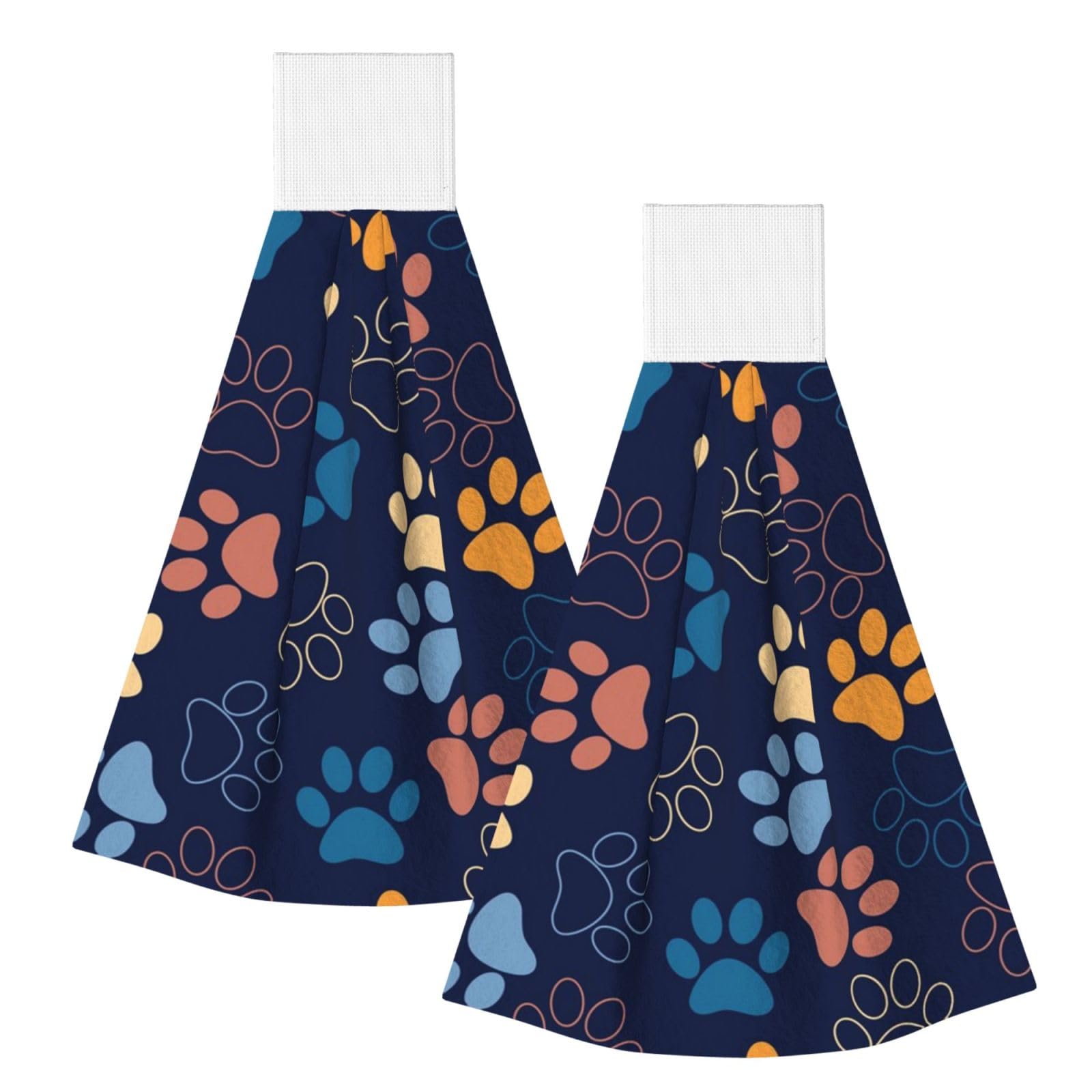 DOPKLNA Cute Dog Paw, 2 Pcs Hanging Coral Fiber Hand Towels for Bathroom, Absorbent Kitchen Towels