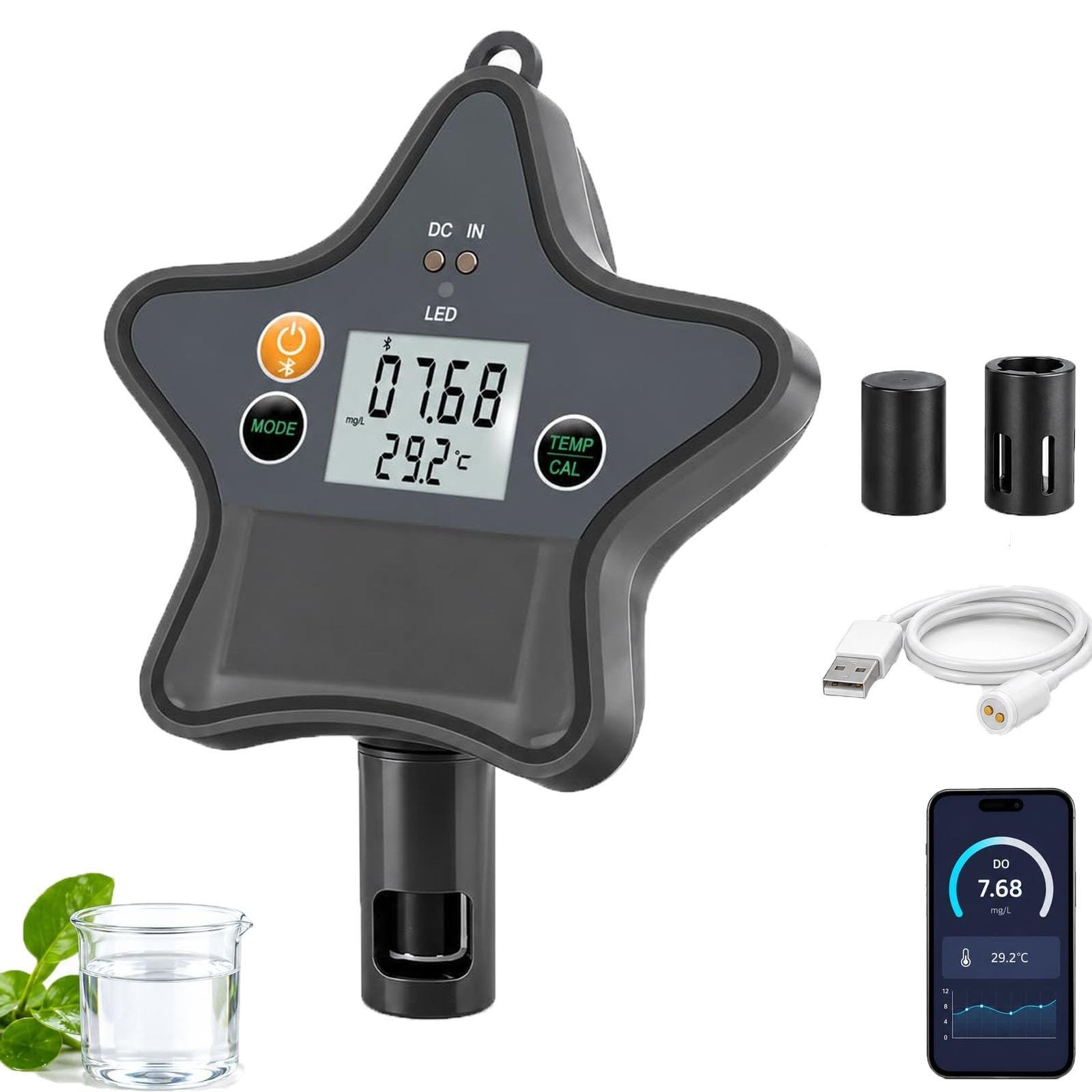 Medidor de Oxígeno Disuelto Bluetooth for Calidad del Agua de Acuarios