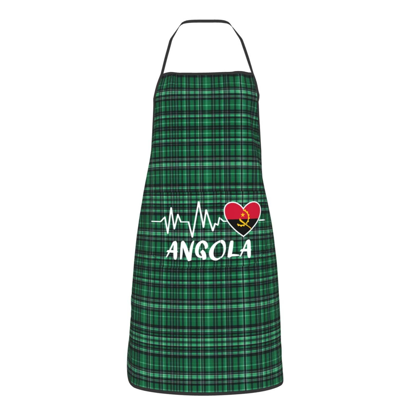 nopicsn Angola Heartbeat Apron for cooking with Pockets Women Men Kitchen Chef Funny Aprons