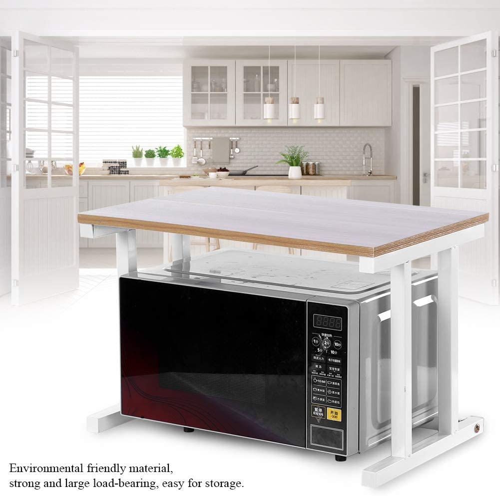 Ejoyous Ripiani per microonde a 2 Strati, Supporto per microonde in Legno Ripiano per Griglia per Forno a microonde per microonde Piatti per cuociriso Tazze Bottiglie per bollitore(Bianca)