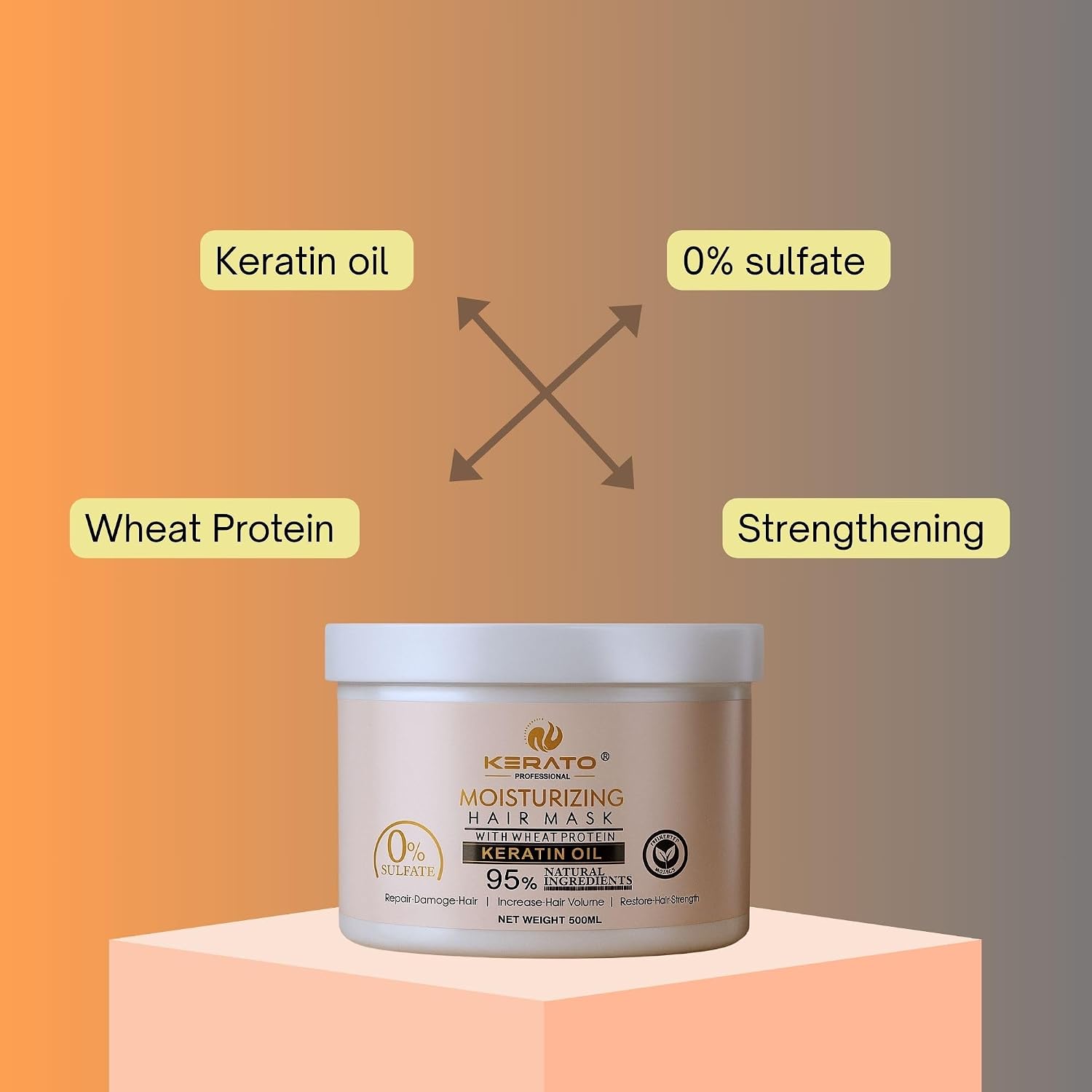 Hair Mask 500g By KeratoPlus Professional - Hair Mask For Dry And Frizzy Hair - Keratin Hair Mask - Hair Mask For Hair Fall Control - Moisturising Hair Mask With Wheat Protein And Keratin Oil