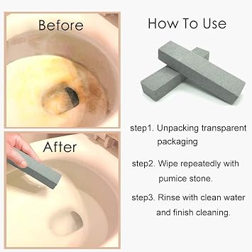 MARYTON Pumice Stone for Toilet Cleaning, Pumice Sticks to Remove Water Rings Stains on Toilets Bowls, Pack of 4