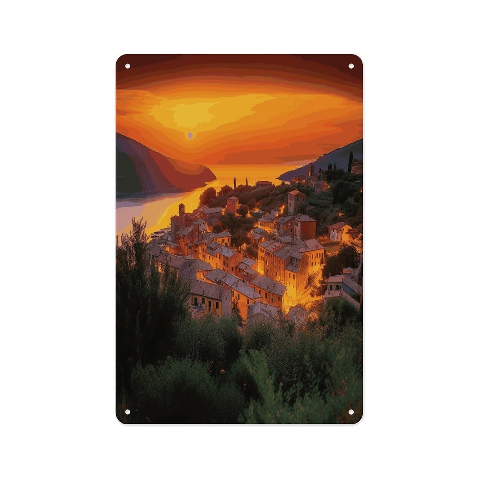 Fekiloot Style Italian Sunset Wall Decor Metal Signs Tin Signs Poster