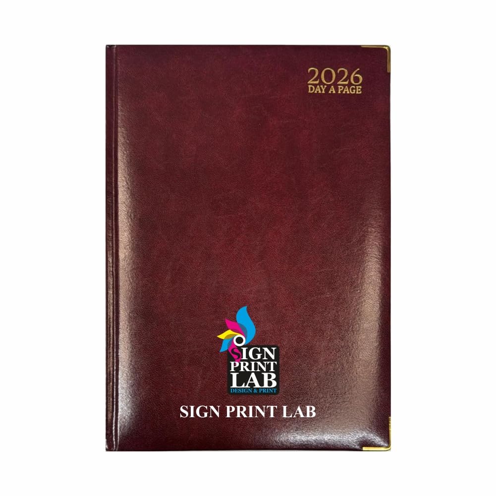 Personalised 2026 Diary A4 or A5 – Day-a-Page or Week-to-View Appointment Planner, Padded Leather-Style Cover, Custom Name or Logo, Black Blue or Red