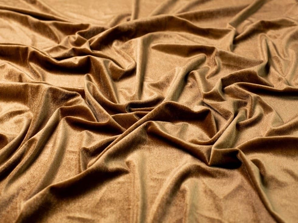 Minerva Velvet Stretch Knit Fabric Tan - per metre