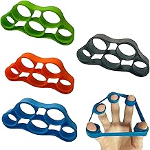 Finger Strengthener, 4 Pack Hand Grip Strengthener with Silicone Material, Grip Strength Trainer for Rock Climbing, Tennis, Musicians, Sports Training and Finger Flexibility, 8cm x 4cm