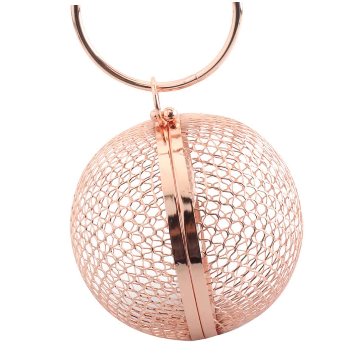Borsa da Sera Rotonda in Metallo Oro per Donna, Clutch