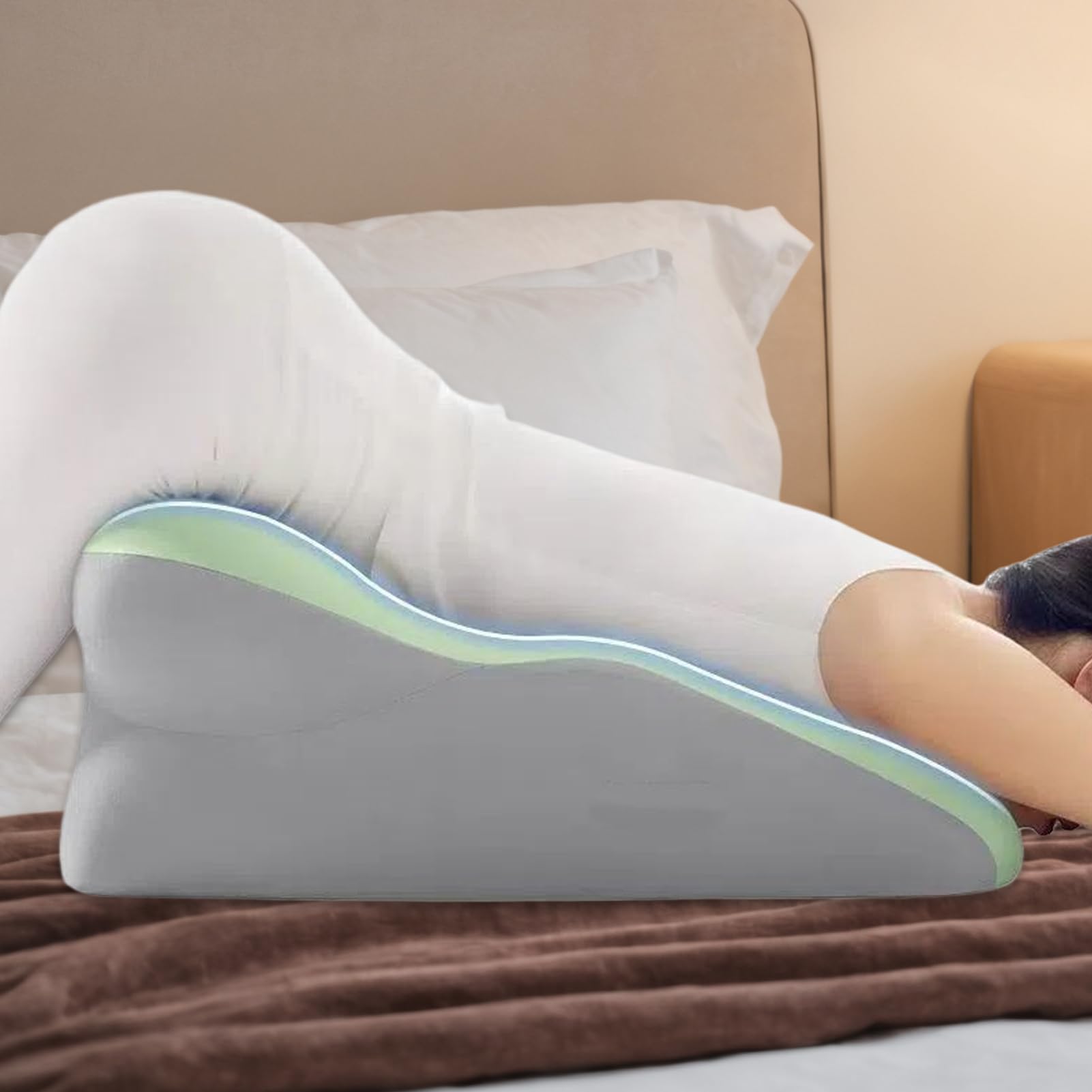 Almohada ergonómica de espuma viscoelástica para dormir, funda lavable, cojín de apoyo de espalda para adultos, dormir de lado, sentado, ronquido, leer, comodidad en las piernas