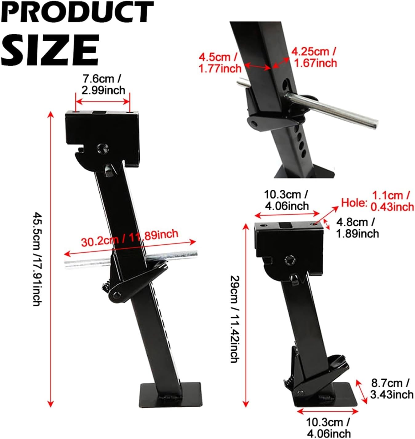 2Pcs Trailer Stabilizer Jack RV Telescoping Drop Leg with Max Load 650Lbs Adjustable Camper Swing Down Rod for Cargo Trailer