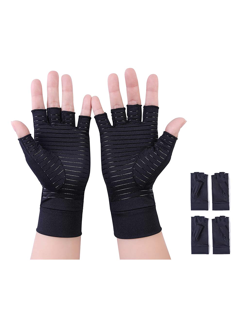 Donfri Copper infused Arthritis Gloves Fingerless Compression Gloves for Women Men Relieve Symptoms Rheumatoid Osteoarthritis Raynauds Disease Breathable Comfortable Fit Machine Washable