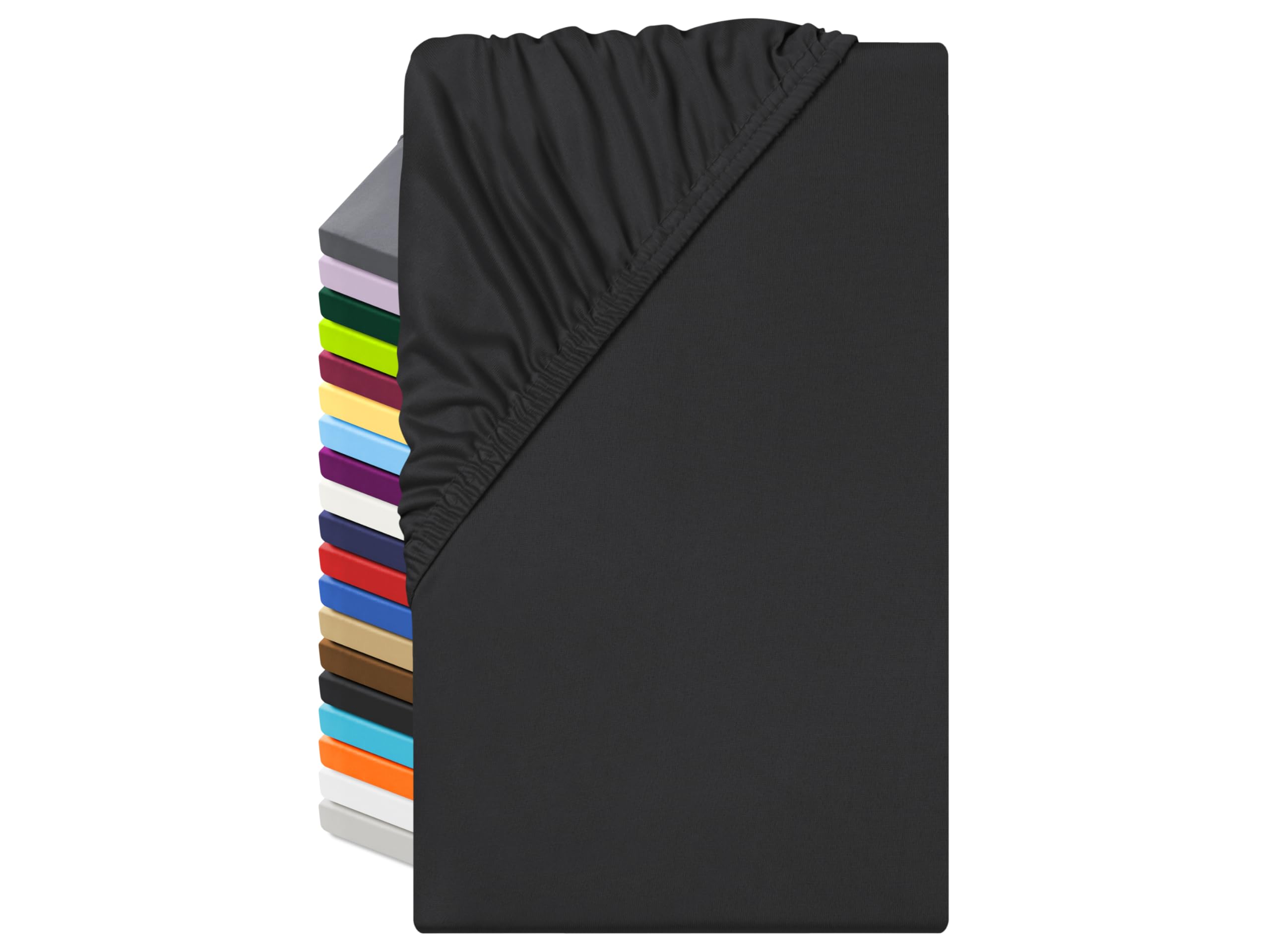 npluseins Microfibre Fitted Sheet - Breathable and Suitable for Allergy Sufferers 1519.2192, 80-90 x 190 cm, black — image 1