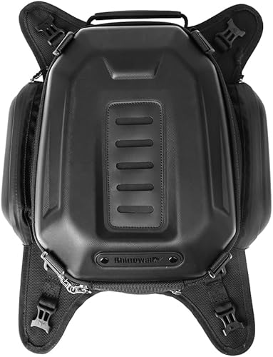 Rhinowalk Bolsa para tanque de motocicleta, 15-18L expandible, almacenamiento impermeable para todo clima - Negro mate