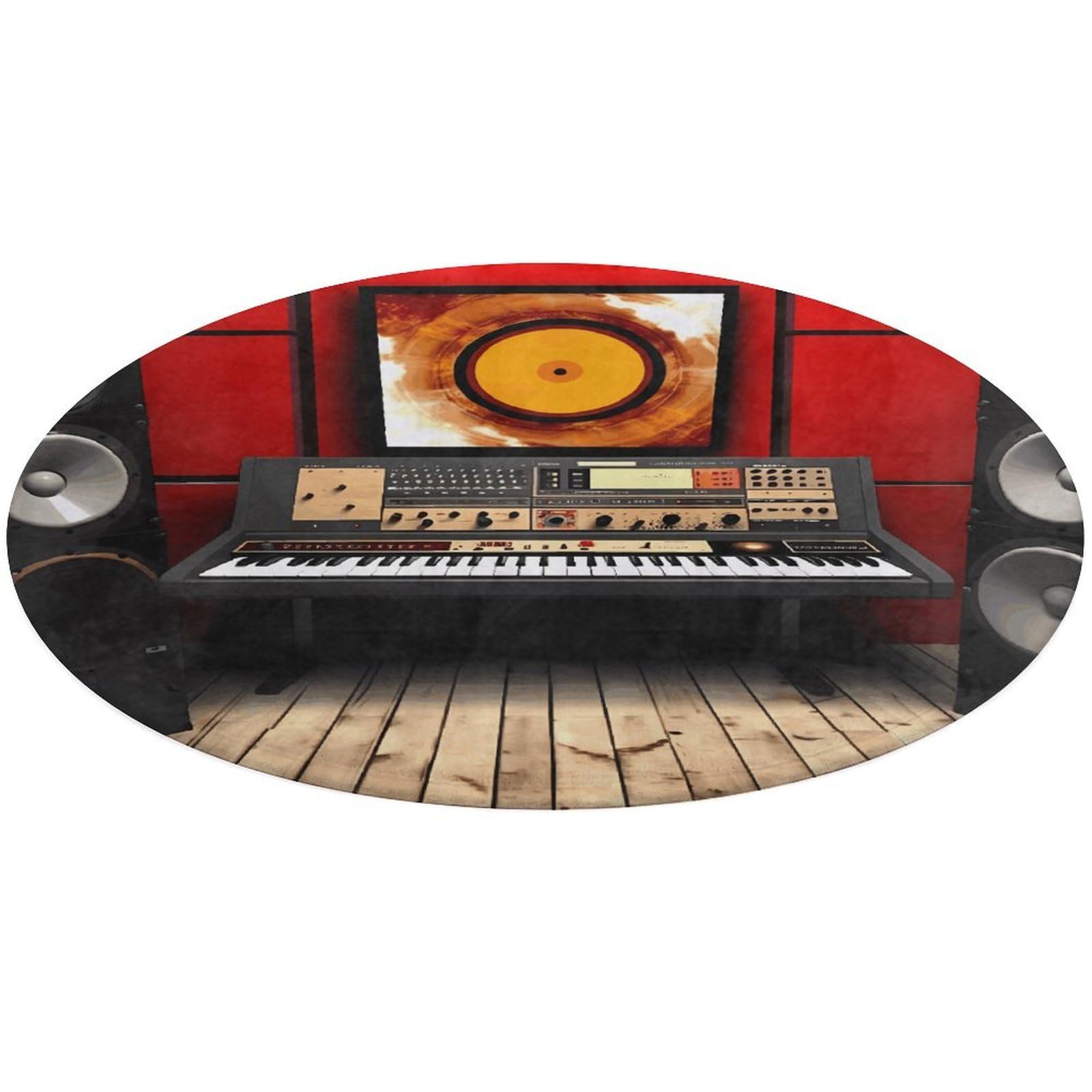 Alfombra estudio de música redonda de 90x90 cm en terciopelo coral antideslizante
