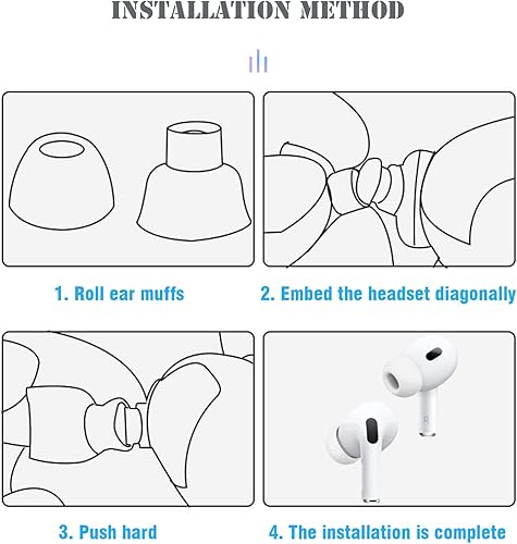 Miniatura 8 de 6 Pairs Airpod Pro Ear Tip Noise Cancellation, Replacement Ear Tips for Airpods Pro 2 with Case, Soft Silicone Earbuds Tips for Long Time Use,