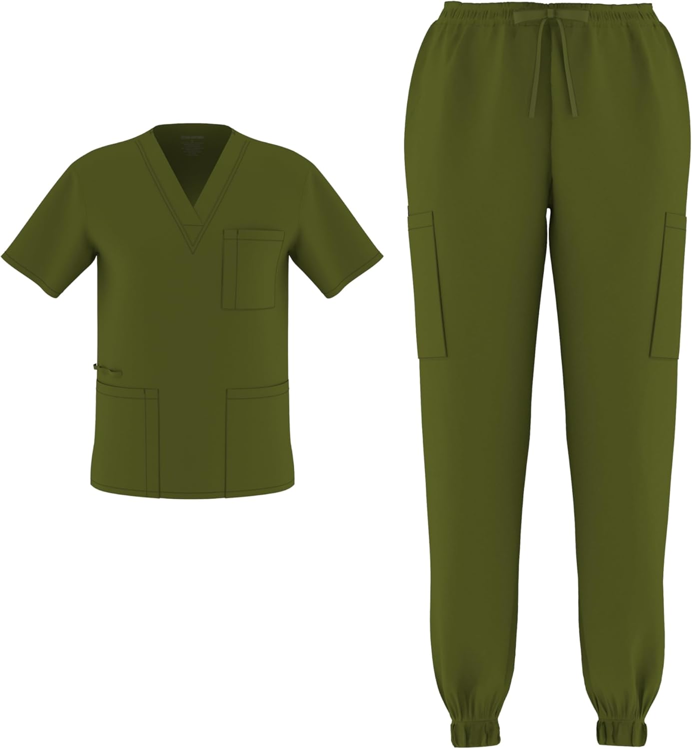 Unisex Men's Women's Joggers Scrubs Medical Nursing Stretch Flex V-Neck Jogger 2 Piece Scrub Set