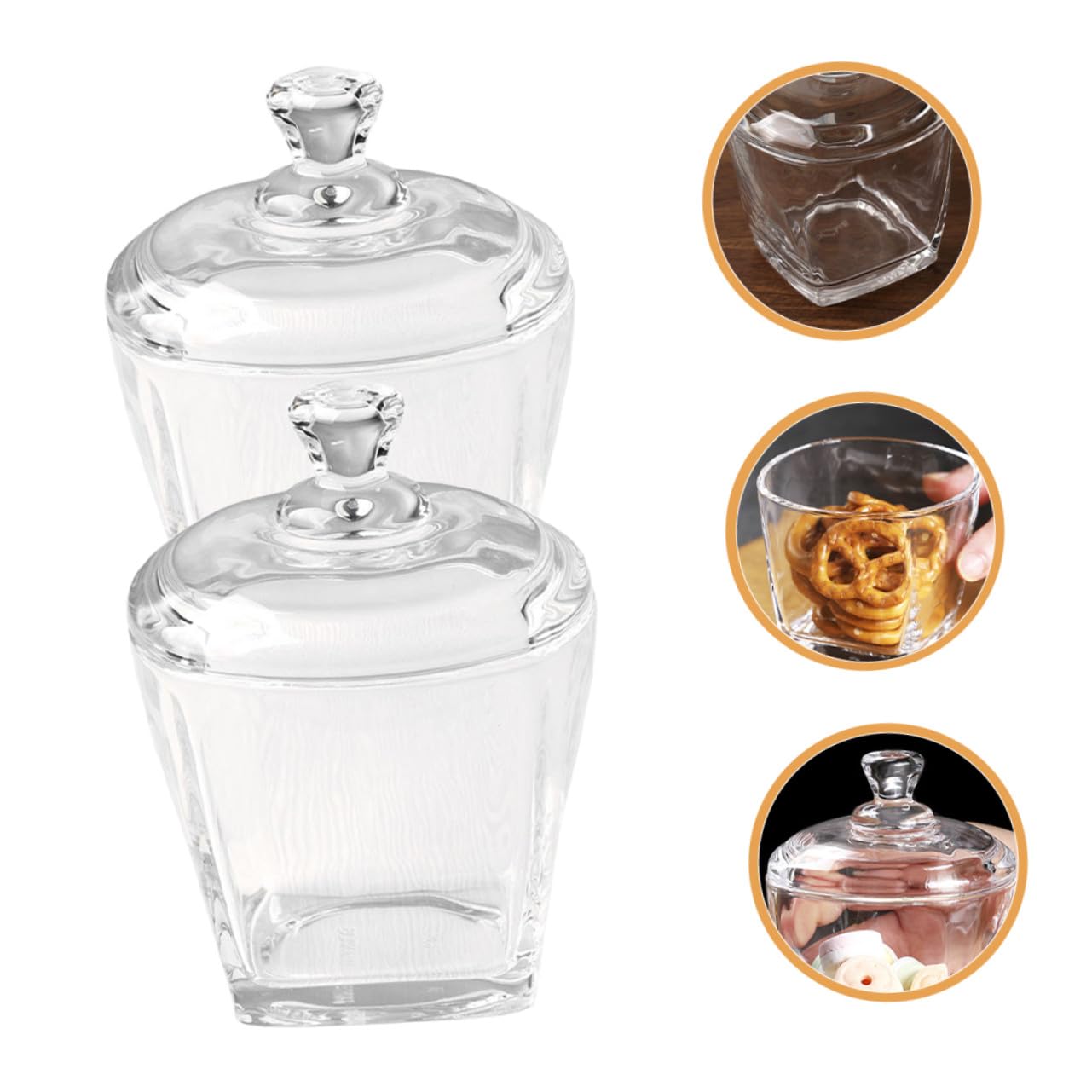 BESTYASH Contenitori in Vetro e Protettivi Contro L’umidità con Coperchio Set 2 Pezzi 260ml Facili da Riempire Barattoli per Snack e Biscotti per Conservare Dolci e Alimenti