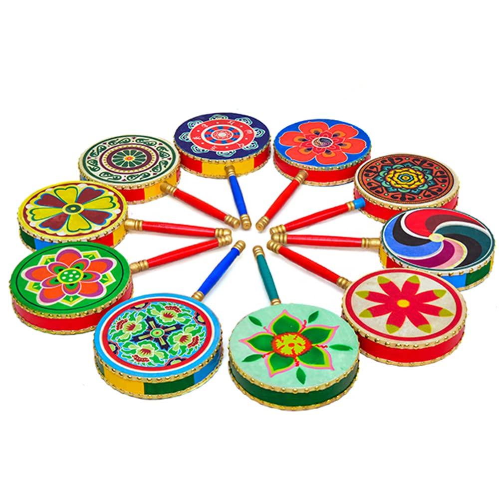 Tambor tradicional chino folclórico, piel de vaca, tambor Reba, mango, tambor, baile, accesorios, rendimiento de tambor (B 25 cm)