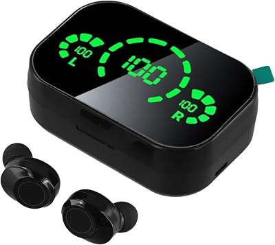 Wireless Earbuds 5.3 True Wireless Kopfhörer Deep Bass Sport Laufen Wasserdicht LED Display Schnellladung USB C Schwarz
