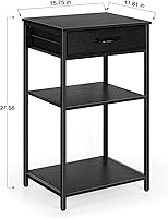 Vista 3 de Soporte de impresora de 3 niveles debajo del escritorio, mesa de impresora pequeña con cajones de almacenamiento, estante de impresora de madera