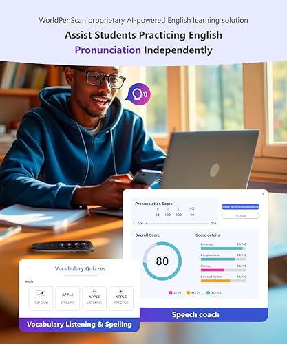 Miniatura 6 de PenPower WorldPenScan Go - Translation Pen with Scanning, Reading, Audio Recording, Live Interpretation, and AI Reading Buddy for Kids Negro -,Blanco